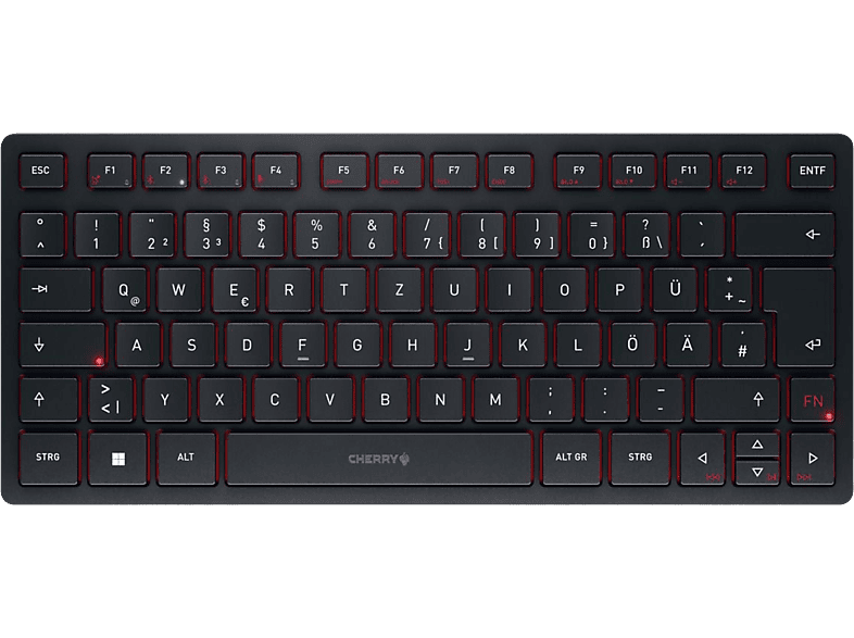 CHERRY KW 9200 mini Tastatur, Bluetooth + 2.4Ghz, 75% Design, USB-C (Laden), qwertz, Schwarz