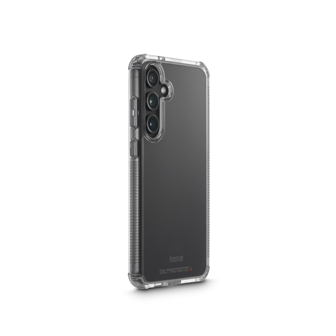 Transparente Handyhülle auf weißem Hintergrund; Telefon innen.