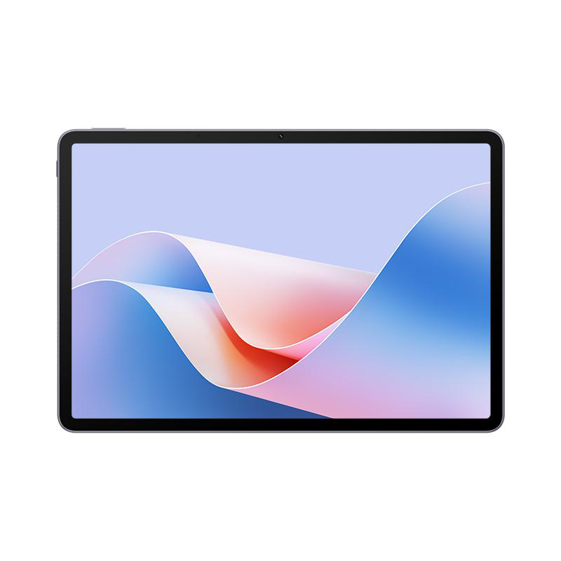 Schwarzes Tablet mit einem digitalen abstrakten Hintergrund.