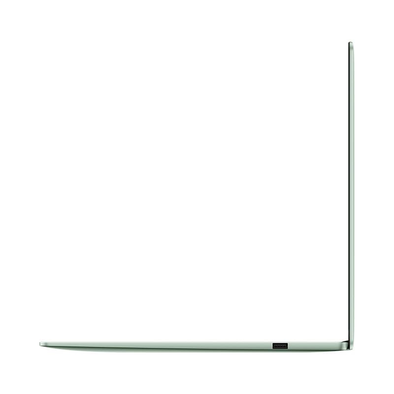 Ein geschlossener Laptop, der sein Seitenprofil und einen USB-Anschluss zeigt.