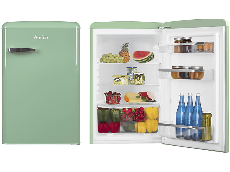 AMICA VKS 15623-1 M Retro Edition Kühlschrank (120 l, E, 875 mm hoch}, Mint)