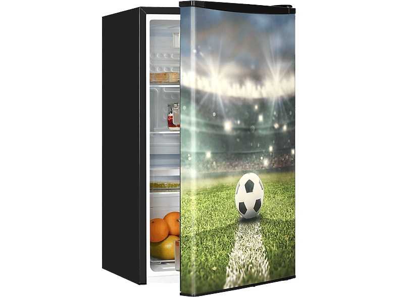 OK. OFR 181 E B Fussball Vollraumkühlschrank (91 l, E, 84,5 cm hoch}, Schwarz)