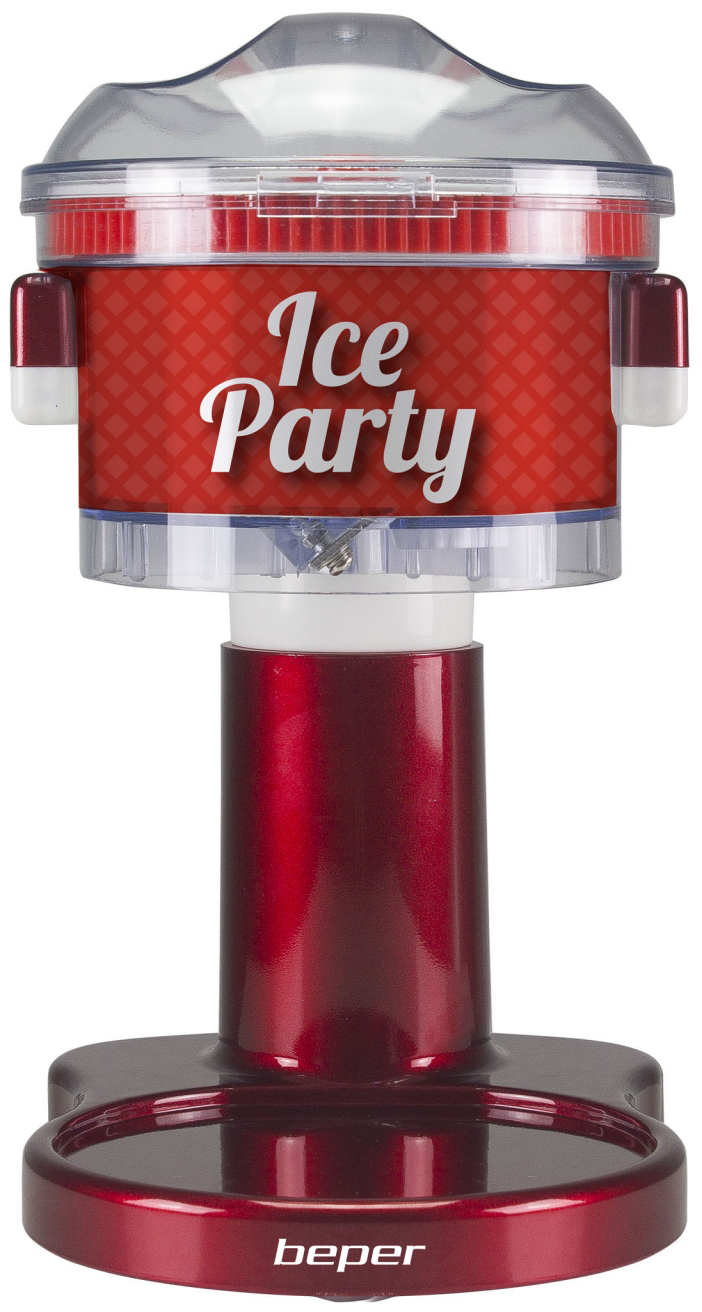Piros és fehér "Ice Party" jégkészítő. "beper" logó alul.