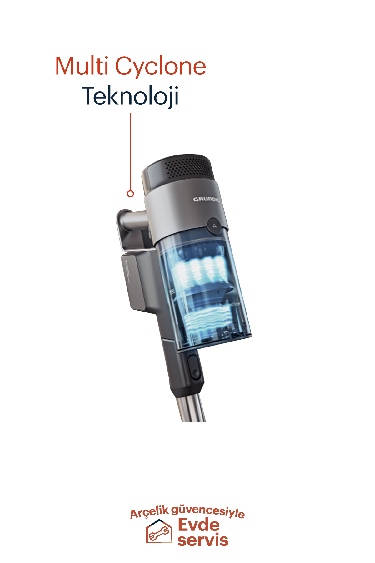 Beyaz bir arka plan üzerinde gri bir el tipi elektrikli süpürge.