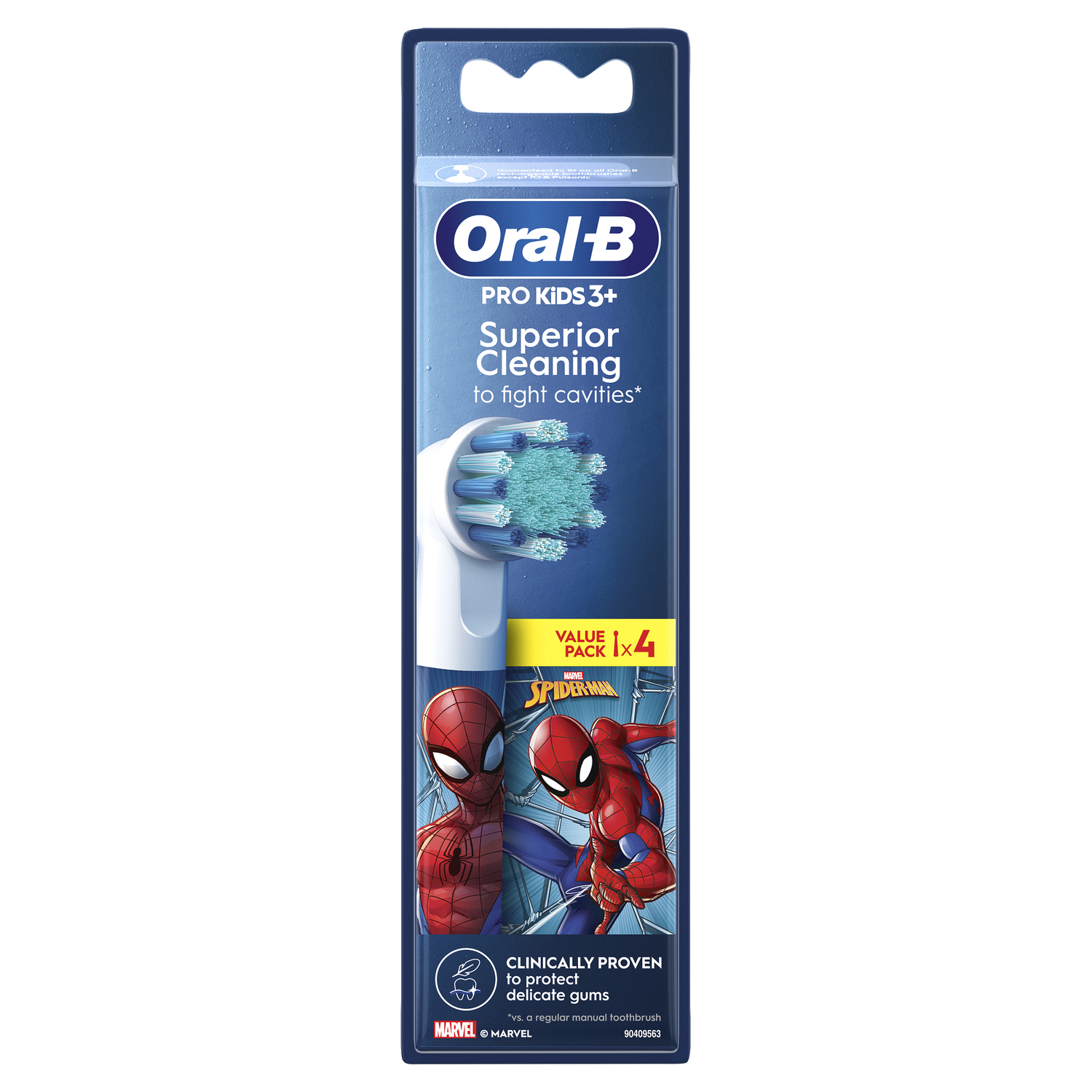 Oral-B Pro Kids 3+ tandenborstelverpakking met een Spider-Man ontwerp.