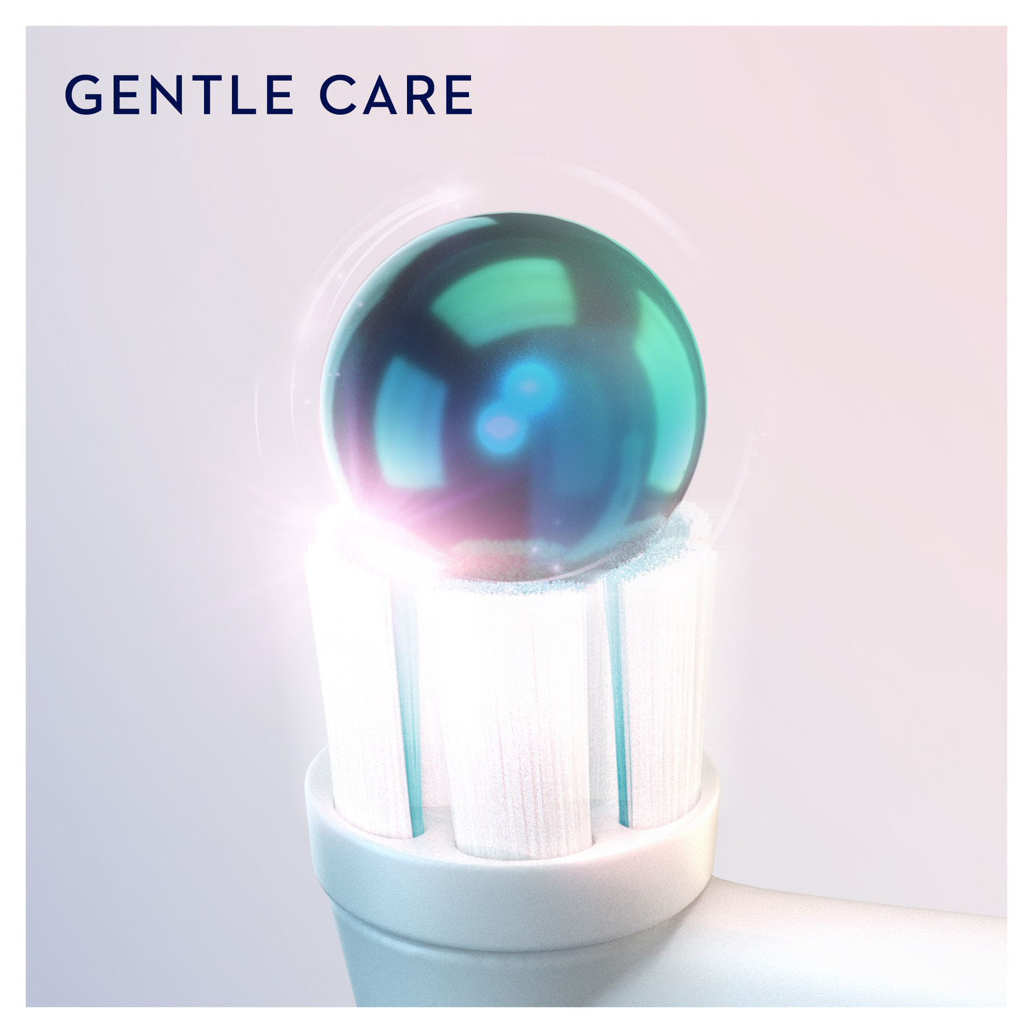 Close-up of a toothbrush head with a blue sphere.