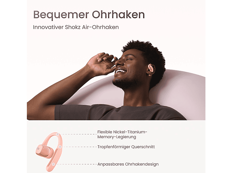 SHOKZ OpenFit Air, Open-ear Kopfhörer Bluetooth Pink