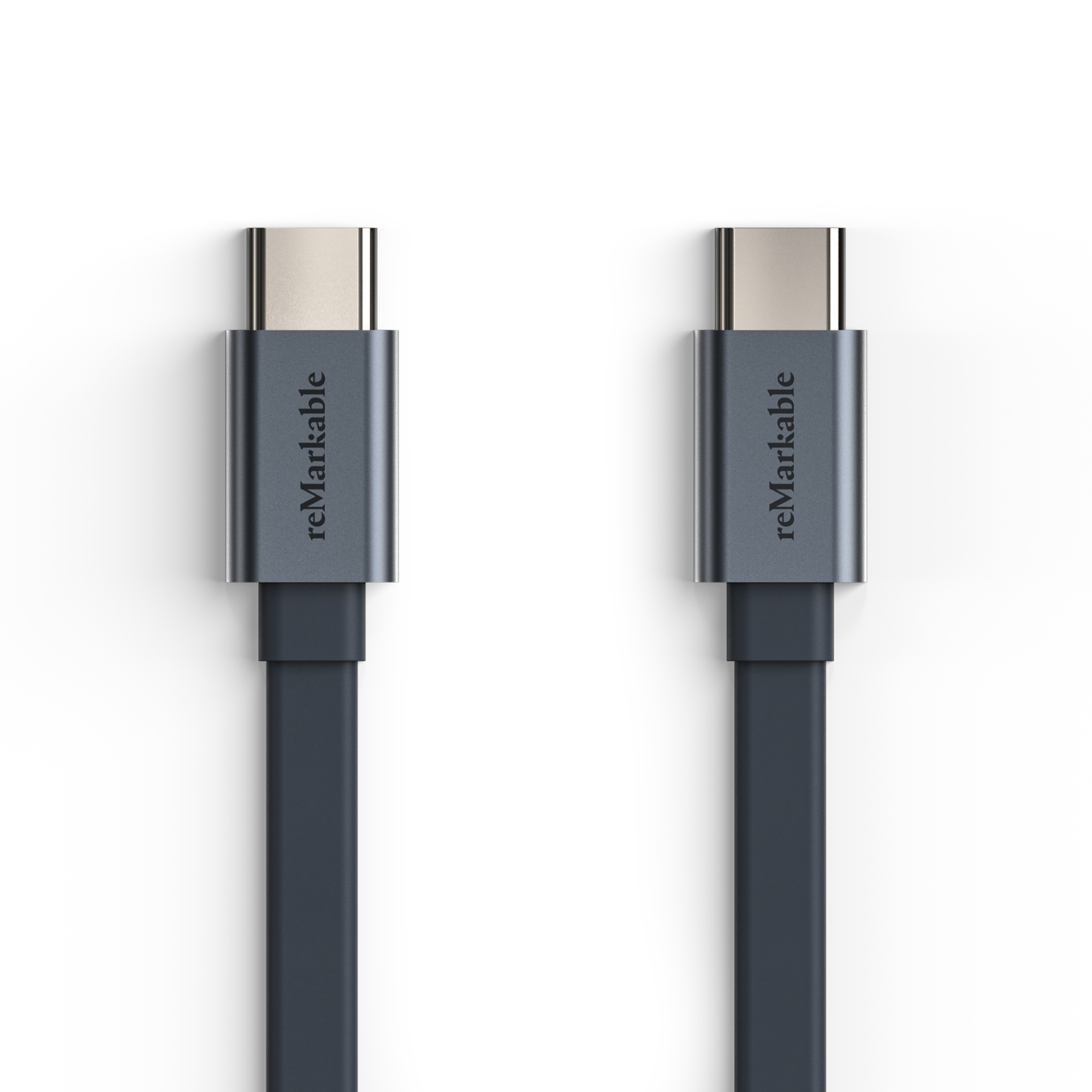 Zwei USB-C-Kabel auf weißem Hintergrund. Beide haben das reMarkable-Logo.