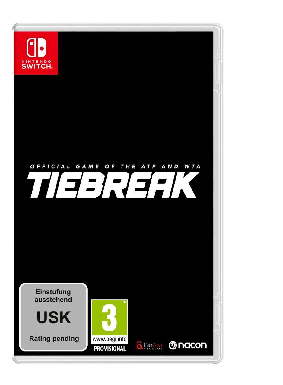 Nintendo Switch Spielhülle mit Text: OFFICIAL GAME OF THE ATP AND WTA TIEBREAK.
