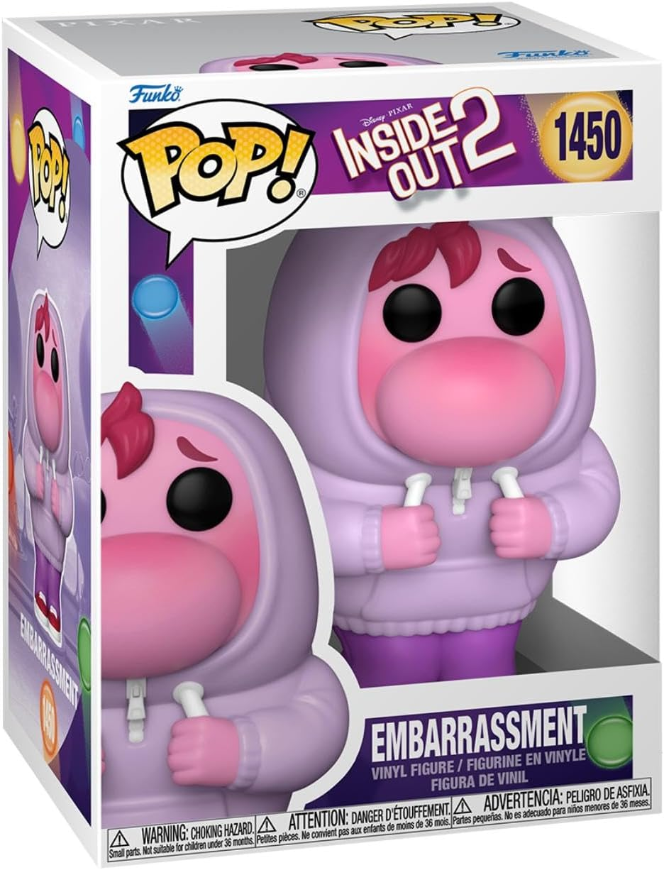 Figura Funko Pop del personaje 'Embarrassment' de Inside Out 2, en caja.