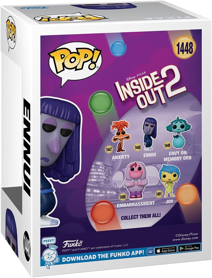 Caja Funko Pop de Inside Out 2, con Ennui, Anxiety y otros personajes.