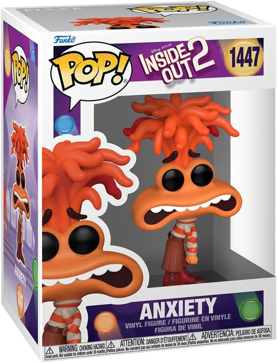 Figura Funko Pop! de Ansiedad de Inside Out 2, en su embalaje, un personaje de dibujos animados.