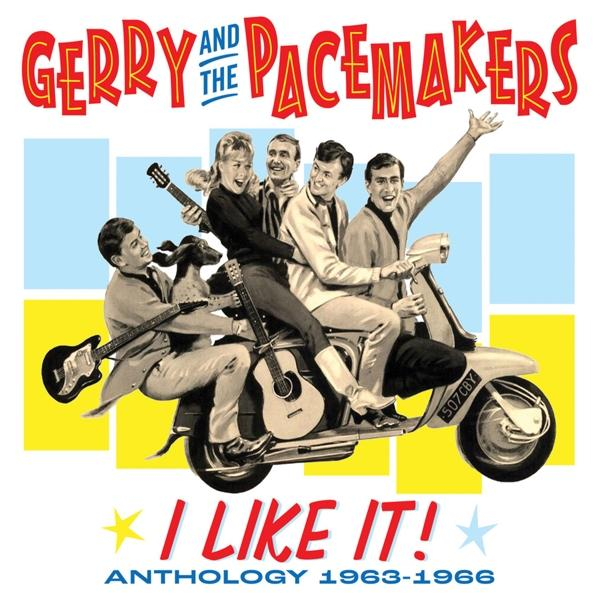 Albumcover: Gerry and The Pacemakers fahren Roller. Titel: I Like It! Anthology 1963-1966.