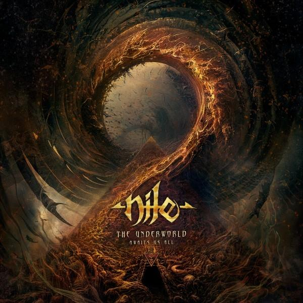 Albumcover mit einem dunklen, wirbelnden Wirbel und dem Bandnamen 'Nile'.