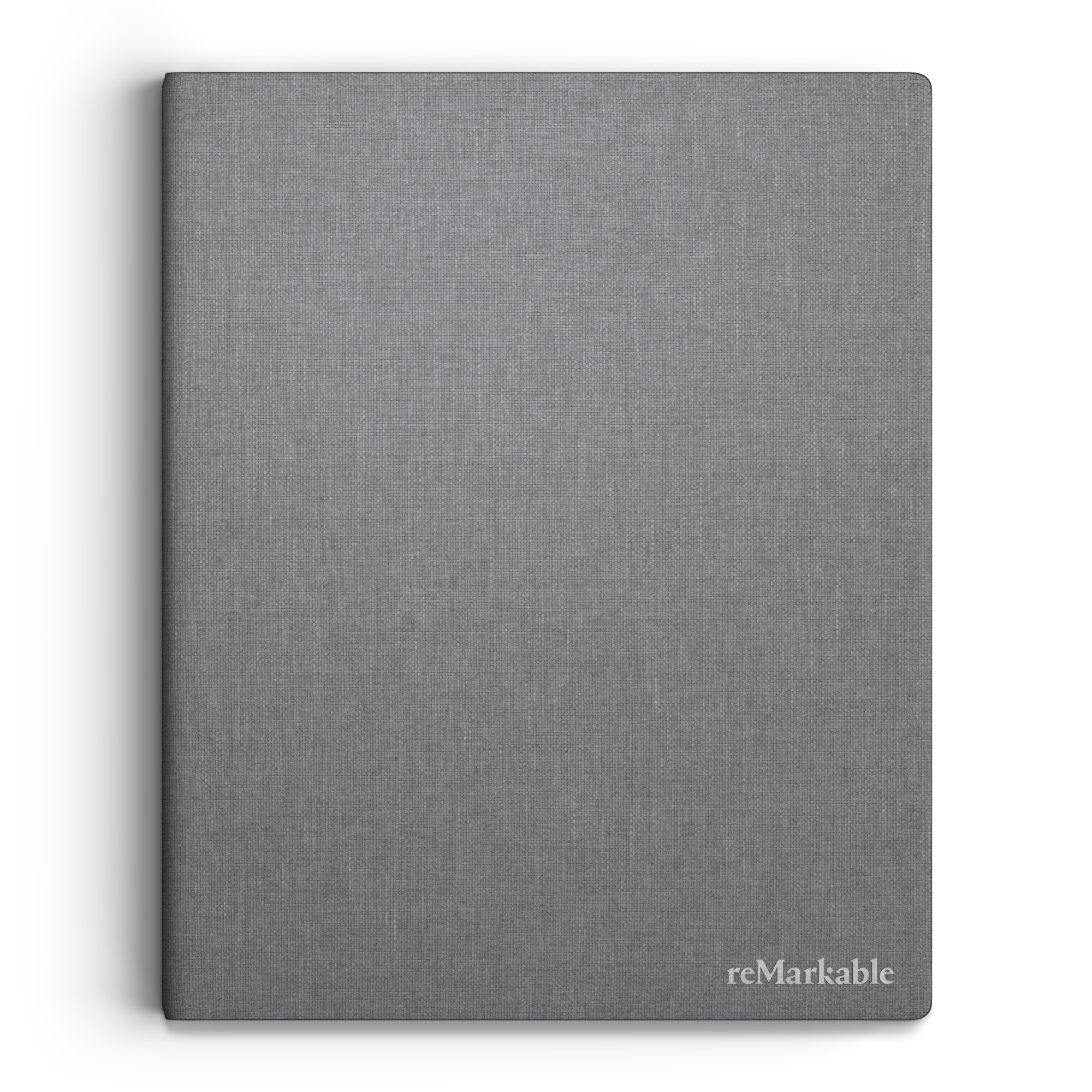 Ein grauer, mit Stoff bezogener E-Reader mit dem Wort "remarkable" am unteren Rand gedruckt.