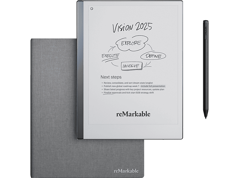 REMARKABLE 2, Marker Plus und Book Folio Schutzhülle Grafiktablet, Grau gewebt