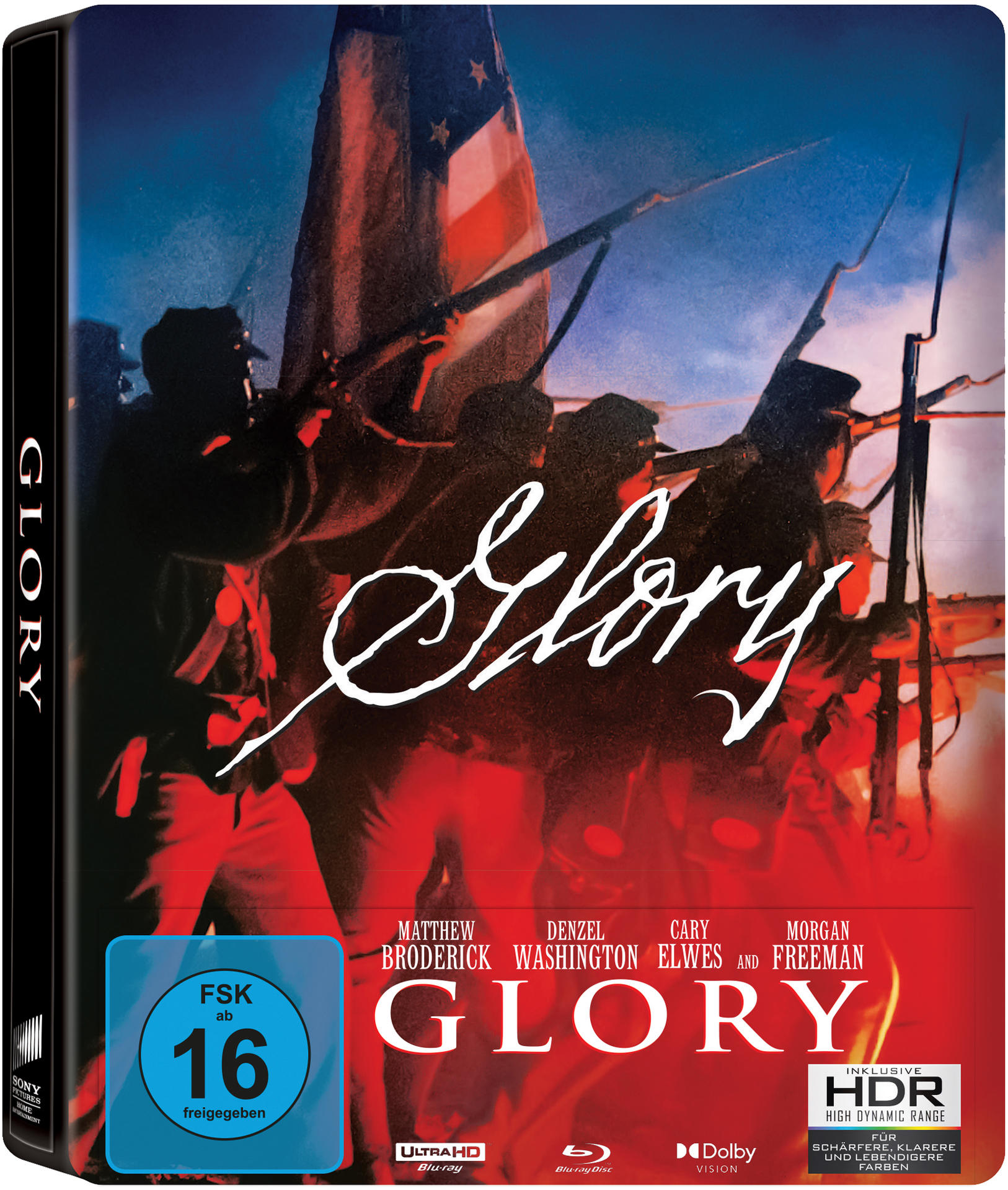 Filmcover für 'Glory'. Soldaten mit Waffen sind sichtbar. Der Titel ist weiß.