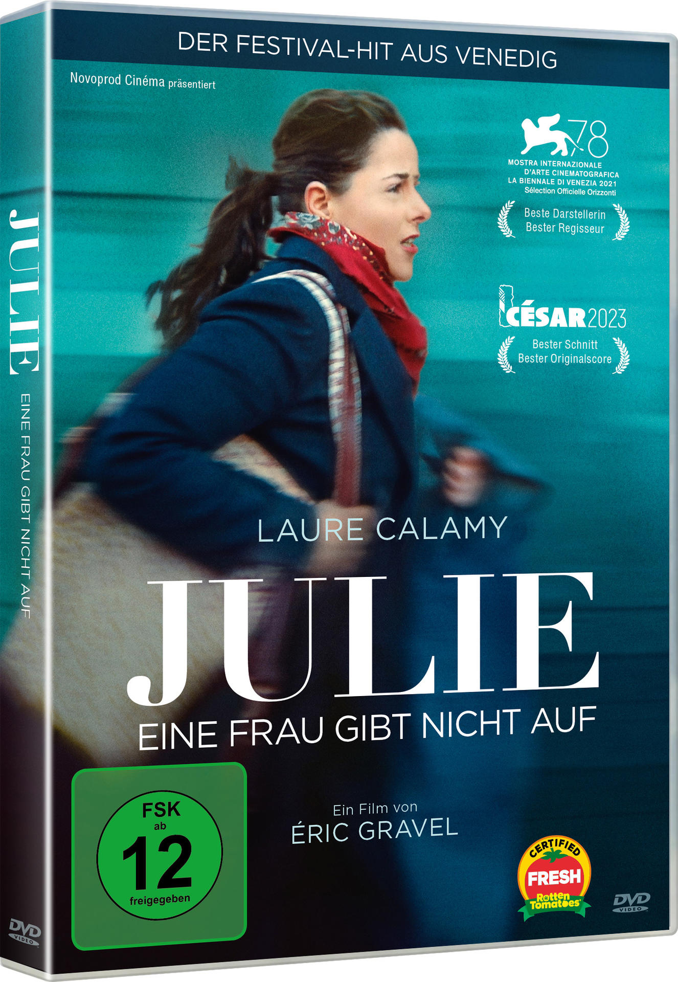 DVD-Cover mit einer Frau, Text und Filmpreisen. Blauer und weißer Hintergrund.