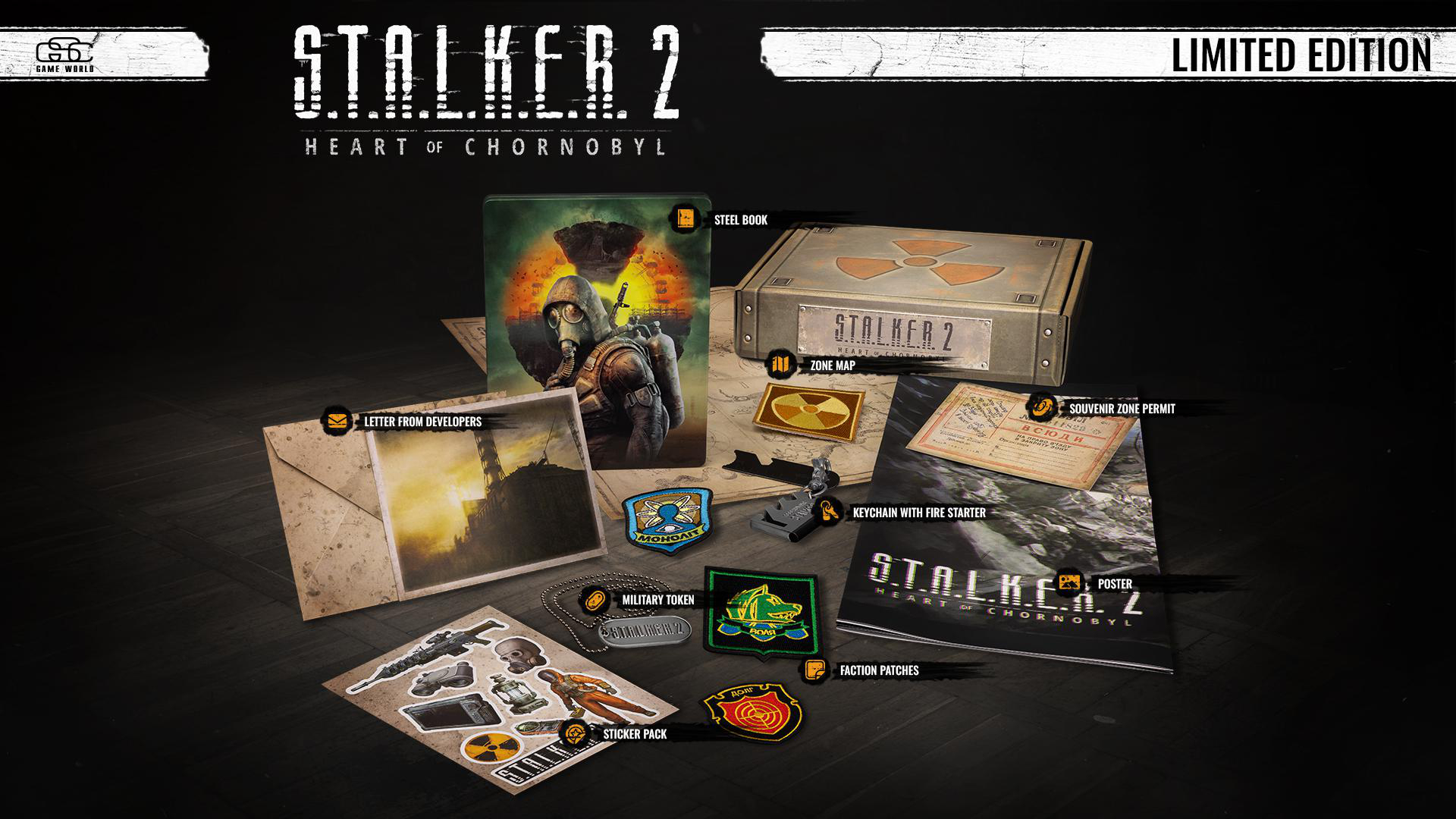Stalker 2-Spiel Limited Edition Box-Set mit verschiedenen spielbezogenen Artikeln.