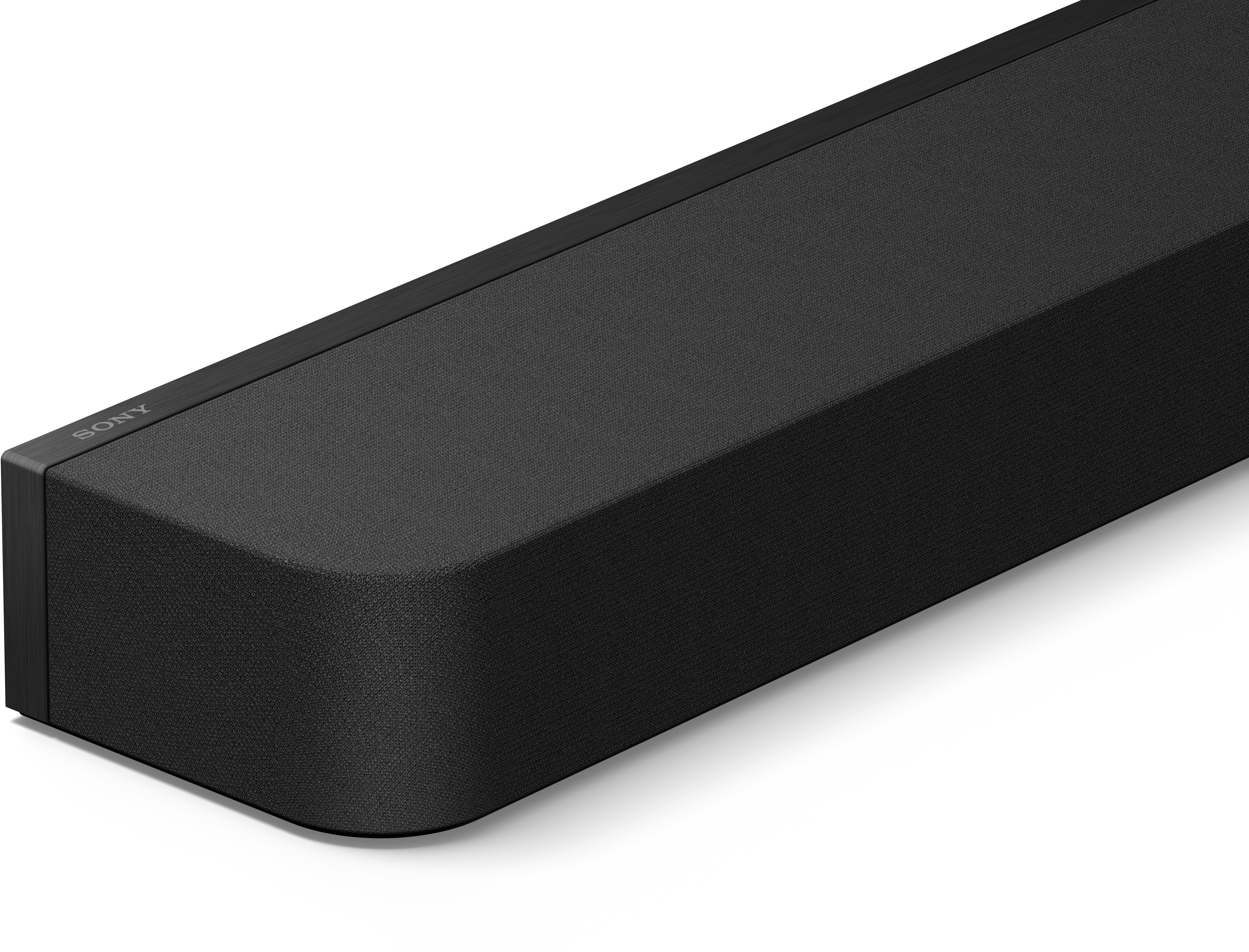 Egy fekete soundbar a 'SONY' márkajelzéssel a bal sarokban, fehér háttéren.