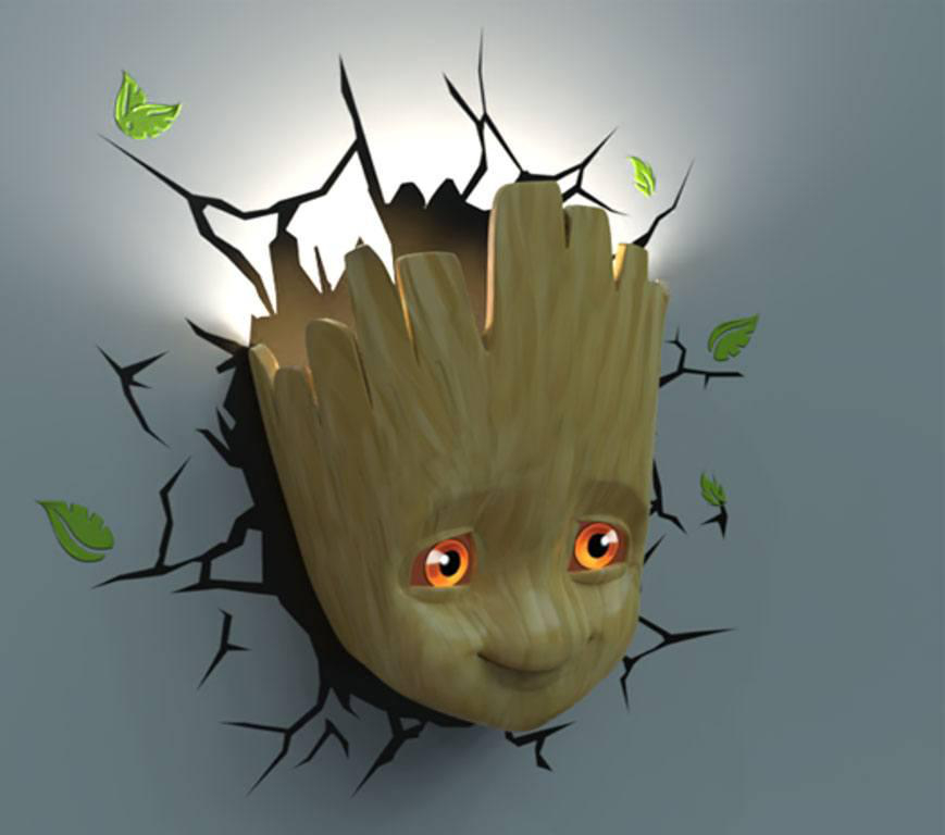 Groot Wanddekoration mit Licht, Risseffekt.