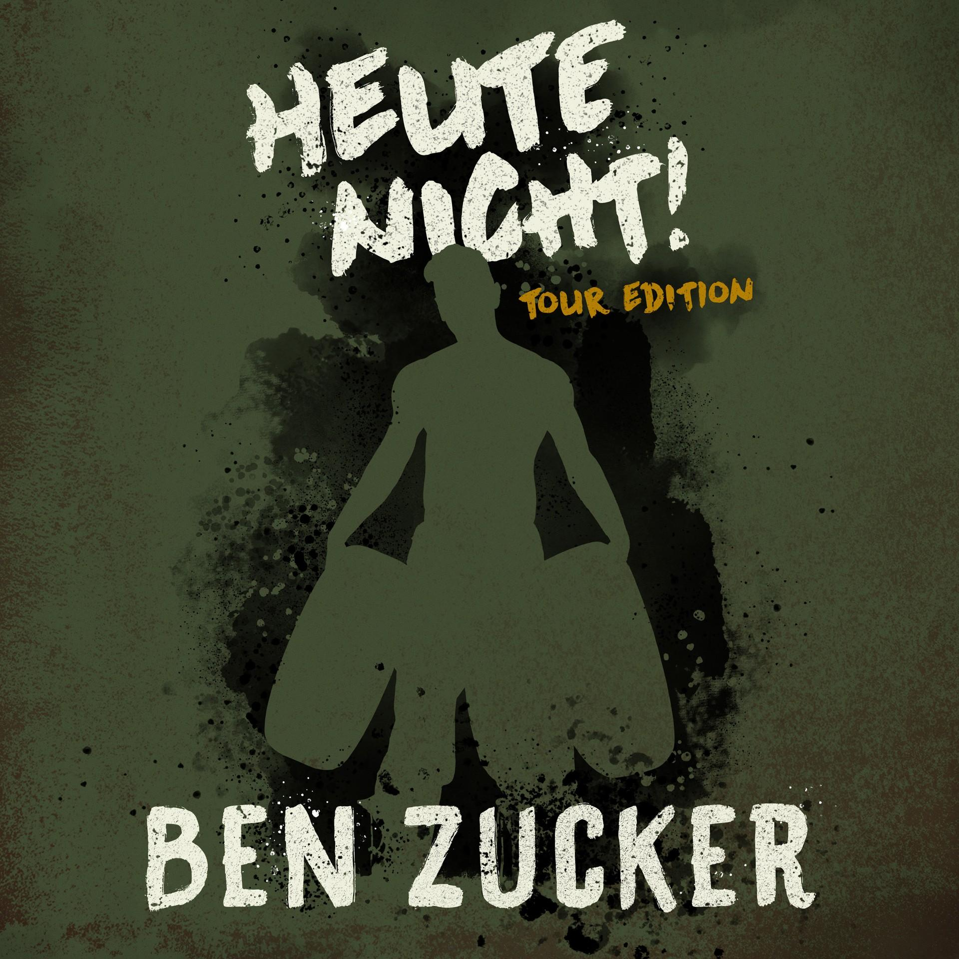 Albumcover mit einer Silhouette einer Person, die Objekte hält, mit Text.