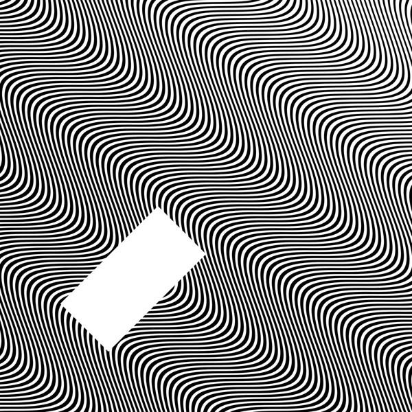 Motif abstrait de lignes ondulées noires et blanches avec un rectangle blanc au milieu.