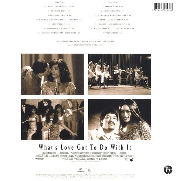 Rückseite einer CD-Hülle mit Fotos von Tina Turner und dem Text "What's Love Got to Do with It".