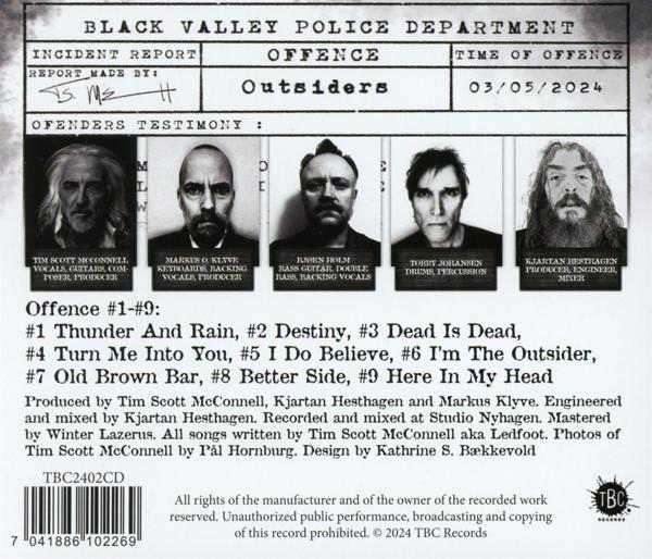 Cover mit Bandfotos, Songliste und Credits. Titel: Black Valley Police Department.
