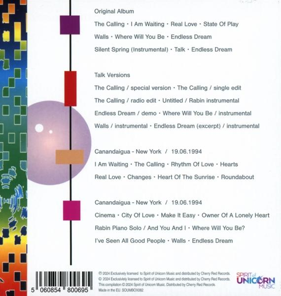 Album-Trackliste mit Farbblock-Design an der Seite.