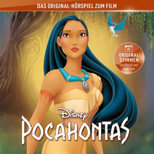 Pocahontas Disney Filmcover, Zeichentrickfigur mit blauen Haaren.