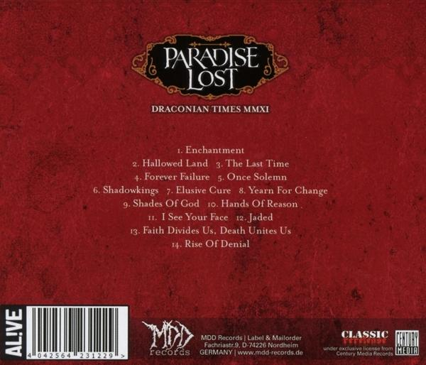 Album-Trackliste: Enchantment, Hallowed Land, The Last Time, etc. Roter Hintergrund.