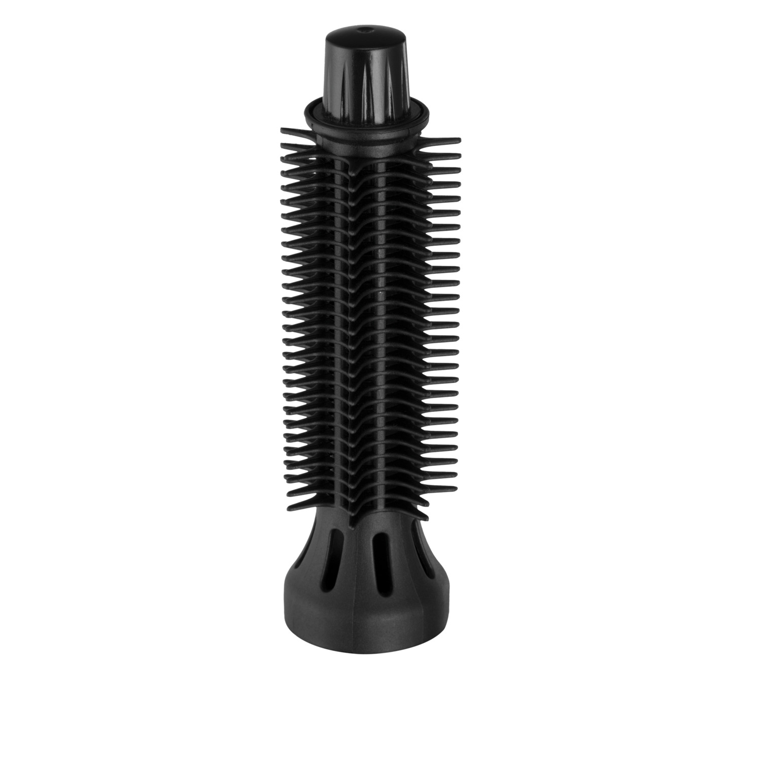 Un accessoire noir pour coiffer les cheveux avec des rangées de poils, conçu pour le coiffage.