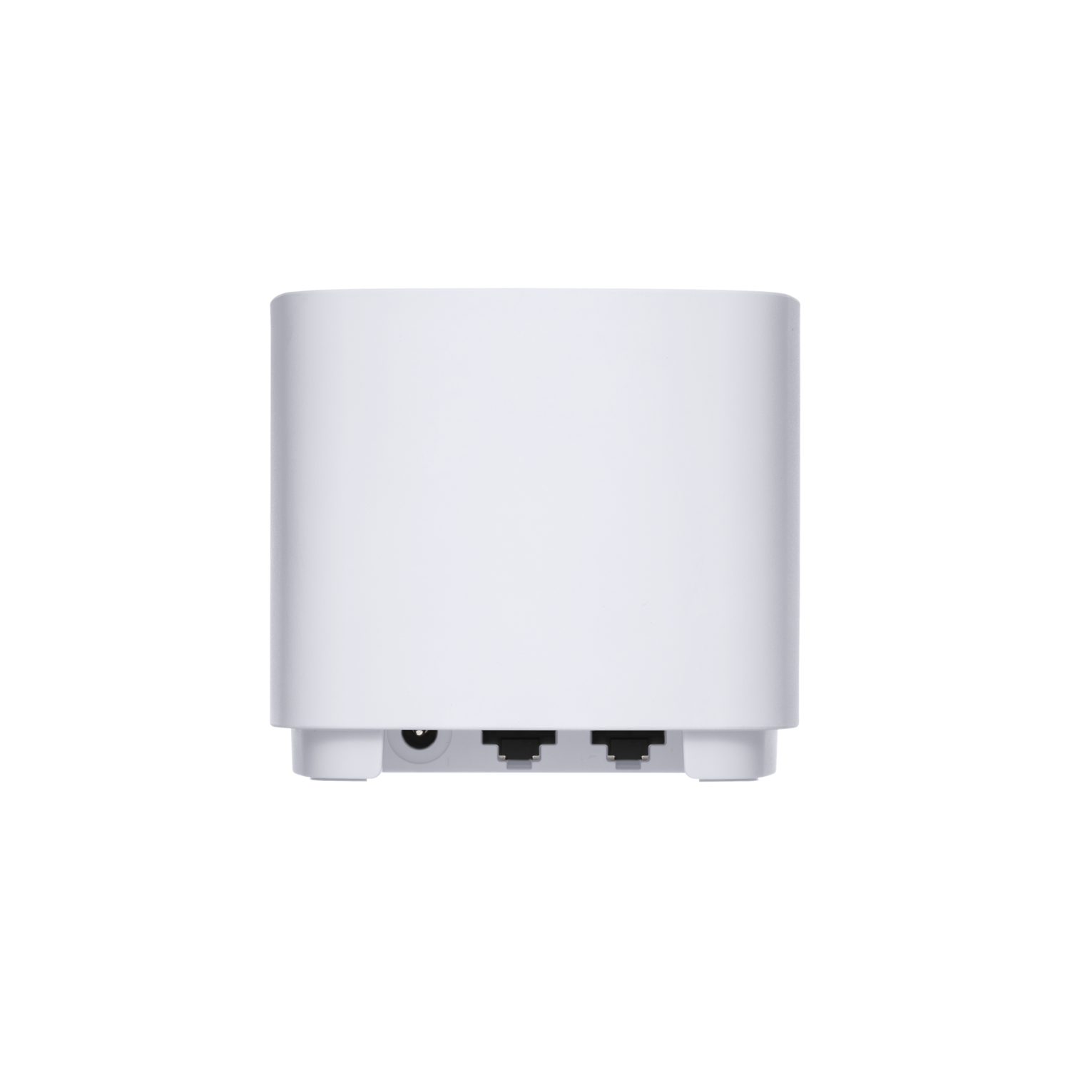 A white cylinder-shaped device with three ports at the back, and black background.