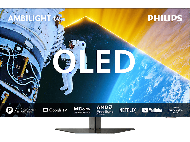 PHILIPS 65OLED809/12 OLED TV (Flat, 65 Zoll / 164 cm, HDR 4K, SMART TV, Ambilight)
