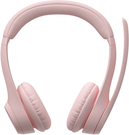 Rózsaszín headset mikrofonnal. Zöld háttér.