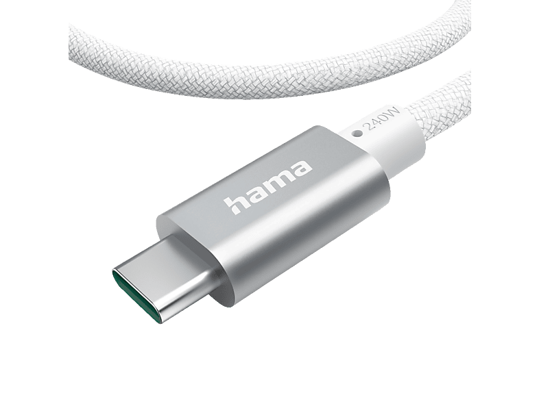 Cable USB-C - Hama 00201721, USB C 3.2, 5Gbps, 5A, 240W, 1.5m, Blanco – imagen 2