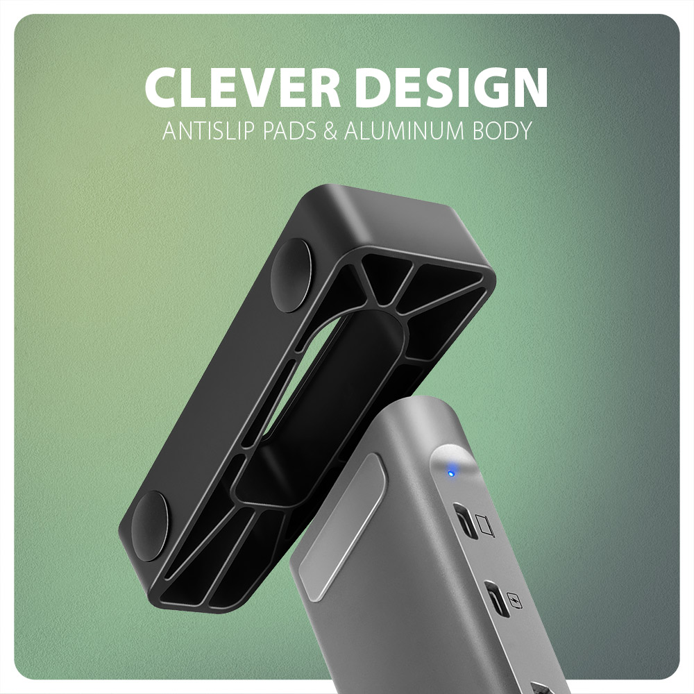 Két fekete kiegészítő szöveggel, a szöveg pedig a 'Clever design'.