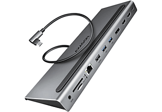 AXAGON USB Type-C 3.2Gen1 11 az 1-ben m.port adapter, 3xUSB-A, USB-C, 2xHDMI, DP, LAN, SD, Jack  (HMC-4KX3)