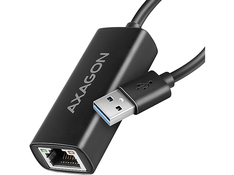 AXAGON USB-A 3.2 Gen1 RJ45 hálózati adapter, Gigabit LAN, fémház, fekete (ADE-AR)