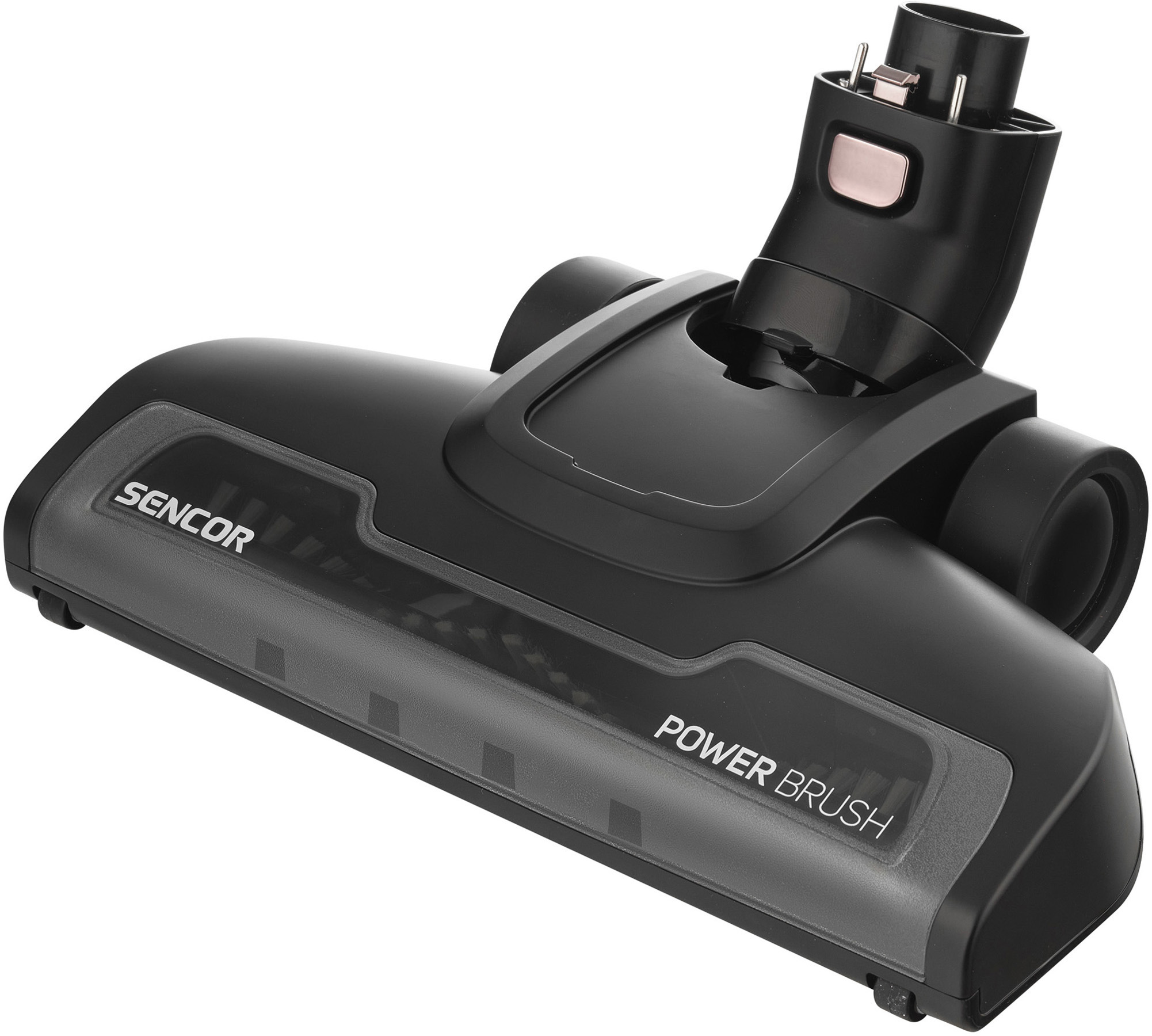 Fekete porszívófej 'SENCOR' és 'POWER BRUSH' feliratokkal, szürke elemekkel.