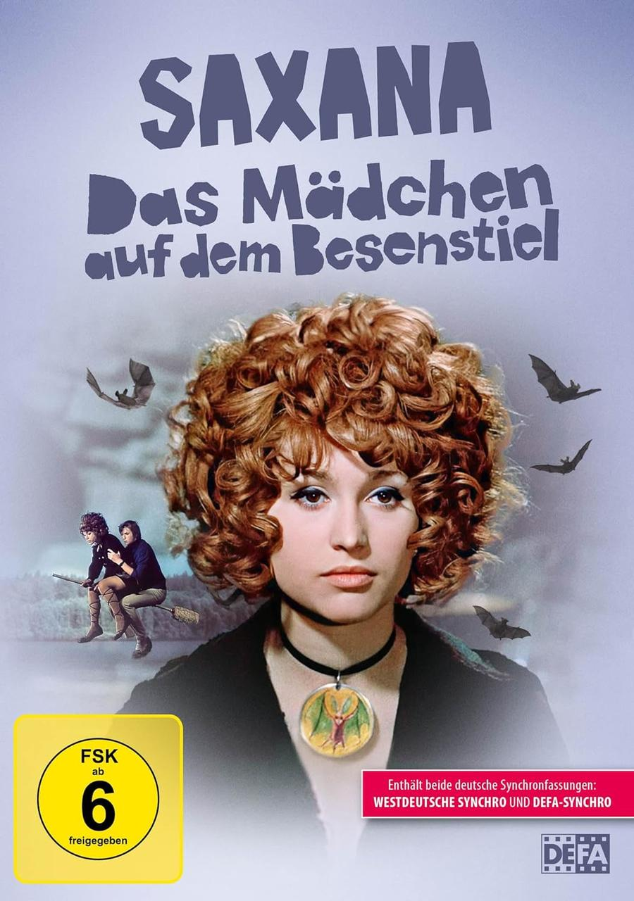 Filmposter mit einer Frau mit roten Haaren und Fledermäusen über ihrem Kopf mit deutschem Text.