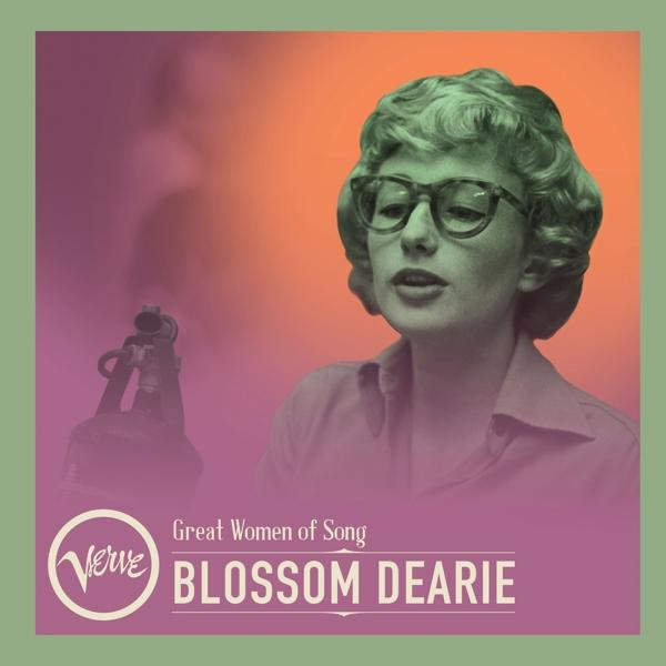 Blossom Dearie album borítója, a képével és a 'Great Women of Song' szöveggel. Rózsaszín és narancs háttér.