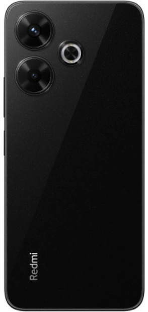 Widok z tyłu czarnego smartfona z trzema aparatami i marką Redmi.