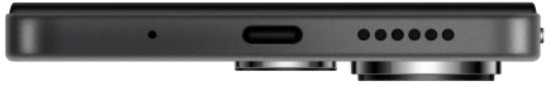 Zbliżenie dolnej krawędzi smartfona, pokazujące mikrofon, port USB-C i głośniki.