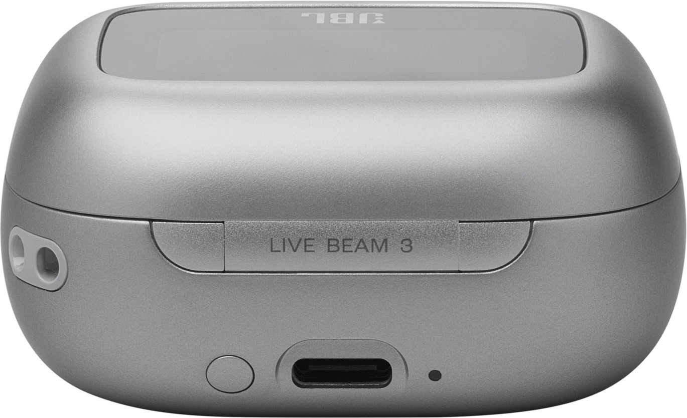 Silbernes Ladeetui für JBL Live Beam 3 Ohrhörer.