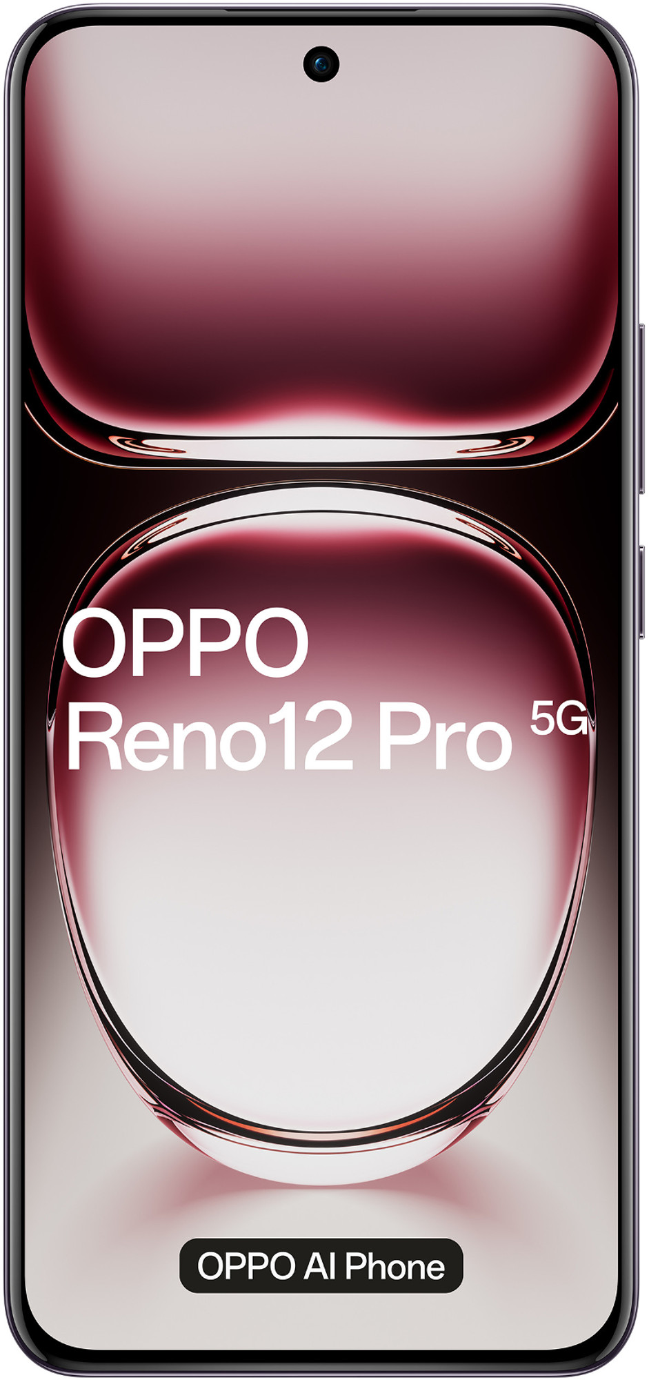 Fioletowy telefon OPPO Reno12 Pro 5G z zakrzywionym ekranem.
