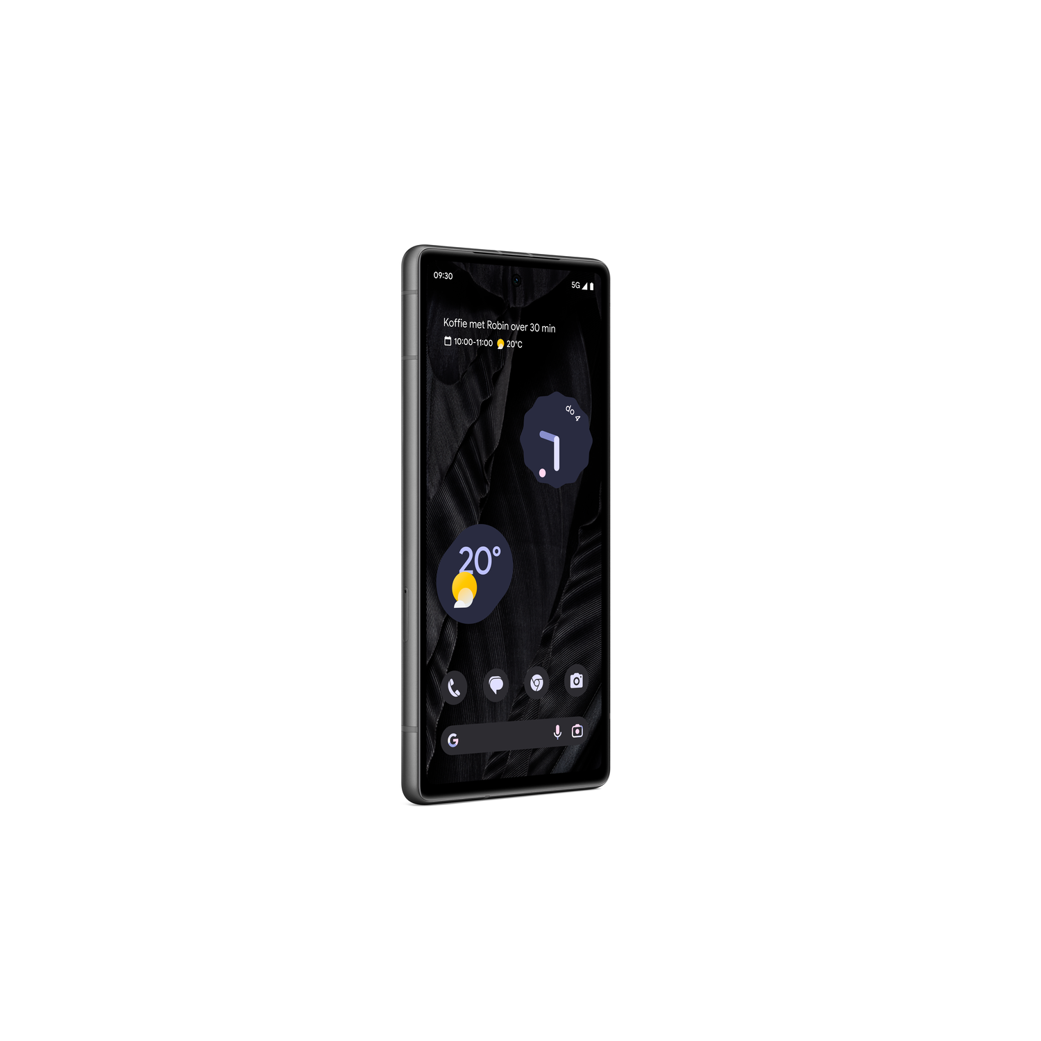 Smartphone met een weerwidget.