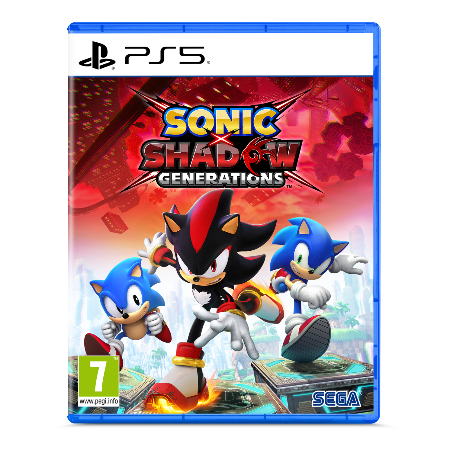 PS5 game cover voor Sonic Shadow Generations, met Sonic en Shadow.