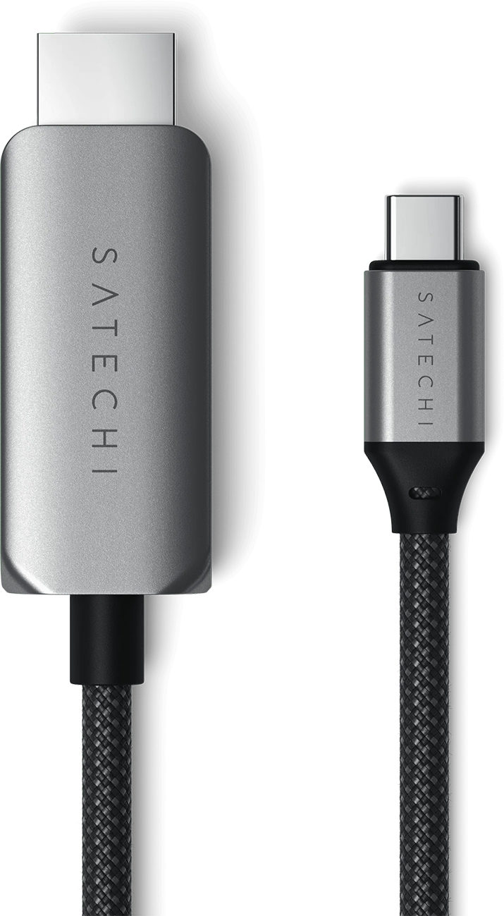 Két ezüst USB-C kábel egymás mellett, a 'Satechi' márkajelzéssel.